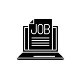 Job search online black icon, vector sign on isolated background. Job search online concept symbol, illustration royalty free illustration Job search online black icon, vector sign on isolated background. Job search online concept symbol, illustration royalty free illustration