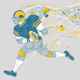 Jogador de futebol americano que corre com fugas gráficas ilustração royalty free Jogador de futebol americano que corre com fugas gráficas ilustração royalty free