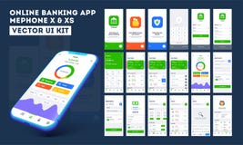 Jogo do ui do app depositar em linha para o app ou o Web site móvel responsivo com disposição diferente ilustração stock Jogo do ui do app depositar em linha para o app ou o Web site móvel responsivo com disposição diferente ilustração stock