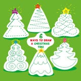 Jogos das crianças seis maneiras diferentes de tirar a árvore de Natal Lápis do uso e para tirar cada árvore de Natal na maneira ilustração do vetor Jogos das crianças seis maneiras diferentes de tirar a árvore de Natal Lápis do uso e para tirar cada árvore de Natal na maneira ilustração do vetor
