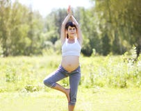 Jolie femme enceinte faisant l'exercice Image libre de droits Jolie femme enceinte faisant l'exercice Image libre de droits