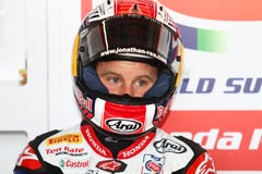 Jonathan Rea #65 su Honda CBR1000RR con il Superbike WSBK di Pata Honda World Superbike Team immagine stock libera da diritti Jonathan Rea #65 su Honda CBR1000RR con il Superbike WSBK di Pata Honda World Superbike Team immagine stock libera da diritti