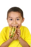 Jong geitje met een taco stock foto Jong geitje met een taco stock foto