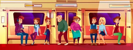 Jonge en oude mensen in metro vectorillustratie vector illustratie Jonge en oude mensen in metro vectorillustratie vector illustratie