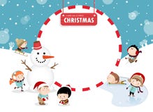 Jonge geitjes die in openlucht in de winter A spelen royalty-vrije illustratie Jonge geitjes die in openlucht in de winter A spelen royalty-vrije illustratie