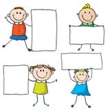Jonge geitjes met banners Jonge geitjes met banners