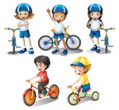 Jonge geitjes met hun fietsen vector illustratie Jonge geitjes met hun fietsen vector illustratie