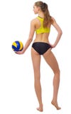 Jonge het volleyballspeler van het meisjesstrand royalty-vrije stock foto's Jonge het volleyballspeler van het meisjesstrand royalty-vrije stock foto's