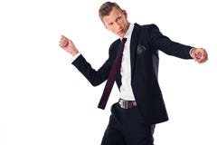 Jonge Kaukasische mens in smoking het dansen stock afbeeldingen Jonge Kaukasische mens in smoking het dansen stock afbeeldingen