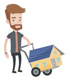 Jonge mens het kopen huis vectorillustratie Stock Foto's Jonge mens het kopen huis vectorillustratie Stock Foto's