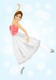 Jonge mooie ballerina die en op blauwe bokehachtergrond stellen dansen stock illustratie Jonge mooie ballerina die en op blauwe bokehachtergrond stellen dansen stock illustratie