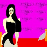 Jonge, mooie meisjeszitting op het bed royalty-vrije illustratie Jonge, mooie meisjeszitting op het bed royalty-vrije illustratie