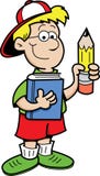 Jongen die een Potlood en een Boek houdt royalty-vrije illustratie Jongen die een Potlood en een Boek houdt royalty-vrije illustratie