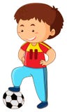 Jongen en voetbalbal stock illustratie Jongen en voetbalbal stock illustratie