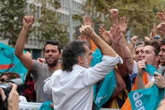 Jordi Cuixart κατά τη διάρκεια του demostration για την ανεξαρτησία στη Βαρκελώνη στοκ εικόνα Jordi Cuixart κατά τη διάρκεια του demostration για την ανεξαρτησία στη Βαρκελώνη στοκ εικόνα