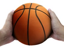 Joueur de basket tenant une boule sur le fond blanc photos stock Joueur de basket tenant une boule sur le fond blanc photos stock