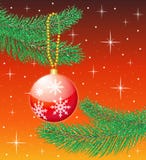 Jouez une boule accroche sur le sapin de branche illustration de vecteur Jouez une boule accroche sur le sapin de branche illustration de vecteur