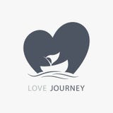 Journey of love boat logo with heart shape background