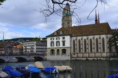 Embankment of the Limmat River, Zurich, Switzerland stock photos Embankment of the Limmat River, Zurich, Switzerland stock photos