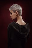 Jovem mulher bonita com cabelo cinzento curto imagens de stock royalty free Jovem mulher bonita com cabelo cinzento curto imagens de stock royalty free