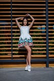 Jovem mulher bonita da forma que veste um vestido do verão Retrato da forma da forma elevada look Senhora bonita 'sexy' à moda do imagens de stock Jovem mulher bonita da forma que veste um vestido do verão Retrato da forma da forma elevada look Senhora bonita 'sexy' à moda do imagens de stock