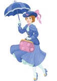 Jovem mulher com guarda-chuva azul ilustração stock Jovem mulher com guarda-chuva azul ilustração stock