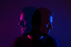 Joy and suffer, double exposure effect stock images Joy and suffer, double exposure effect stock images