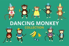 Joyeux anniversaire de partie de danse de singe de vecteur de bande dessinée illustration stock Joyeux anniversaire de partie de danse de singe de vecteur de bande dessinée illustration stock