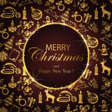 Joyeux Noël sur le fond avec la décoration d'or illustration de vecteur Joyeux Noël sur le fond avec la décoration d'or illustration de vecteur