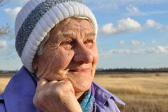 Joyful, An Elderly Woman Stock Images
