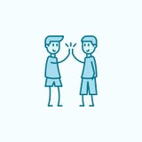 joyful boys 2 colored line icon. Simple colored element illustration. joyful boys outline symbol design from friendship set on royalty free illustration joyful boys 2 colored line icon. Simple colored element illustration. joyful boys outline symbol design from friendship set on royalty free illustration