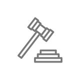 Judge or auction hammer, court gavel line icon. stock illustration Judge or auction hammer, court gavel line icon. stock illustration