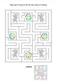 Juego del laberinto para los niños con los ratones y las rebanadas del queso Fotos de archivo libres de regalías Juego del laberinto para los niños con los ratones y las rebanadas del queso Fotos de archivo libres de regalías