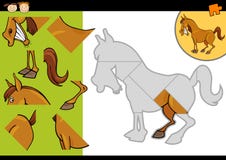 Juego del rompecabezas del caballo de granja de la historieta ilustración del vector Juego del rompecabezas del caballo de granja de la historieta ilustración del vector
