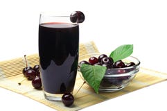 Juice And Cherry Berries Stock Photo