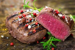 Juicy Fillet Steak With Fresh Herbs Stock Photo Juicy Fillet Steak With Fresh Herbs Stock Photo