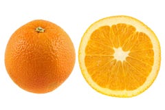Juicy Orange Fruit And Cross Section Stock Photo