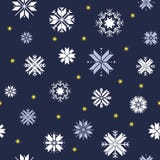 julen mönsan seamless Blå modell med vita snöflingor och guld- stjärnor stock illustrationer julen mönsan seamless Blå modell med vita snöflingor och guld- stjärnor stock illustrationer