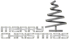 Julgran för hopfällbar linjal för metall för glad jul stock illustrationer Julgran för hopfällbar linjal för metall för glad jul stock illustrationer