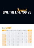juli Kalenderstadsplanerare 2019 med motivational citationstecken på svart bakgrund också vektor för coreldrawillustration stock illustrationer juli Kalenderstadsplanerare 2019 med motivational citationstecken på svart bakgrund också vektor för coreldrawillustration stock illustrationer