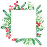Julramen med gräsplan smärtar filialer och röda bär vektor illustrationer Julramen med gräsplan smärtar filialer och röda bär vektor illustrationer
