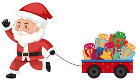 Jultomten som drar en vagn med gåvor royaltyfri illustrationer Jultomten som drar en vagn med gåvor royaltyfri illustrationer