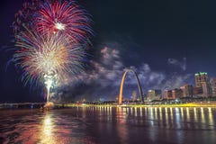 July 4th USA independence celebration fireworks, ST Louis Arch Grounds stock photography July 4th USA independence celebration fireworks, ST Louis Arch Grounds stock photography