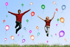jumping couple stock photo jumping couple stock photo