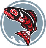 Jumping Fish - Salmon - in Native American Style