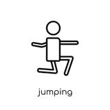 Jumping icon. Trendy modern flat linear vector Jumping icon on w royalty free illustration Jumping icon. Trendy modern flat linear vector Jumping icon on w royalty free illustration