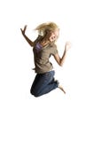 Jumping Teenage Girl Is Having Lots Of Fun Stock Images