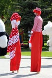June 2, 2018. Izhevsk, Russia. Two dolls on stilts. royalty free stock photo June 2, 2018. Izhevsk, Russia. Two dolls on stilts. royalty free stock photo