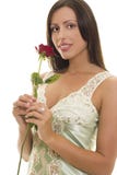 Junge Frau mit roter Rose stockfotografie Junge Frau mit roter Rose stockfotografie