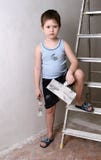 Junge mit Palettemesser lizenzfreie stockfotografie Junge mit Palettemesser lizenzfreie stockfotografie